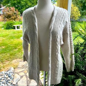 Pink Rose Gray Cardigan Cable knit Sweater size XS